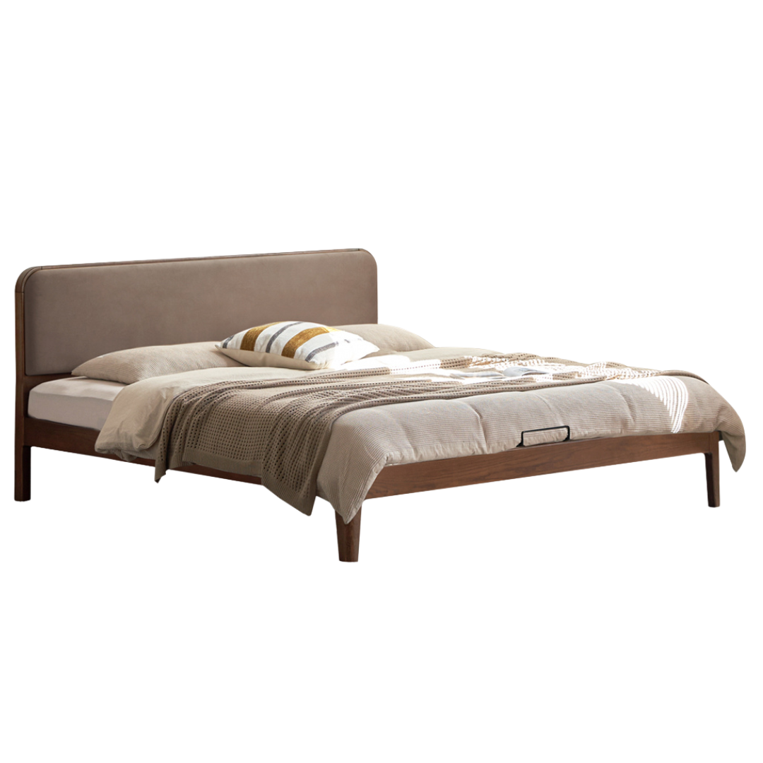 Rubber wood, Oak Solid Wood Bed Technology Fabric