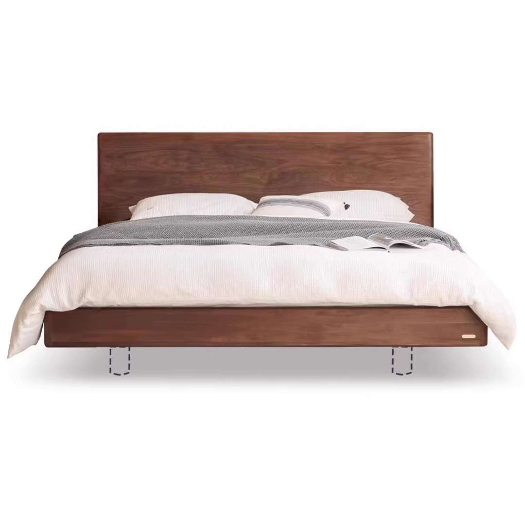 Black Walnut Solid Wood Suspended Modern Simple Bed