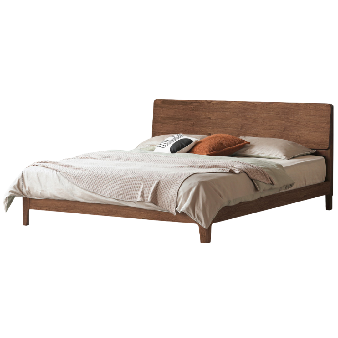 North American Black Walnut, Oak, Catalpa Solid Wood Modern Minimalist Bed