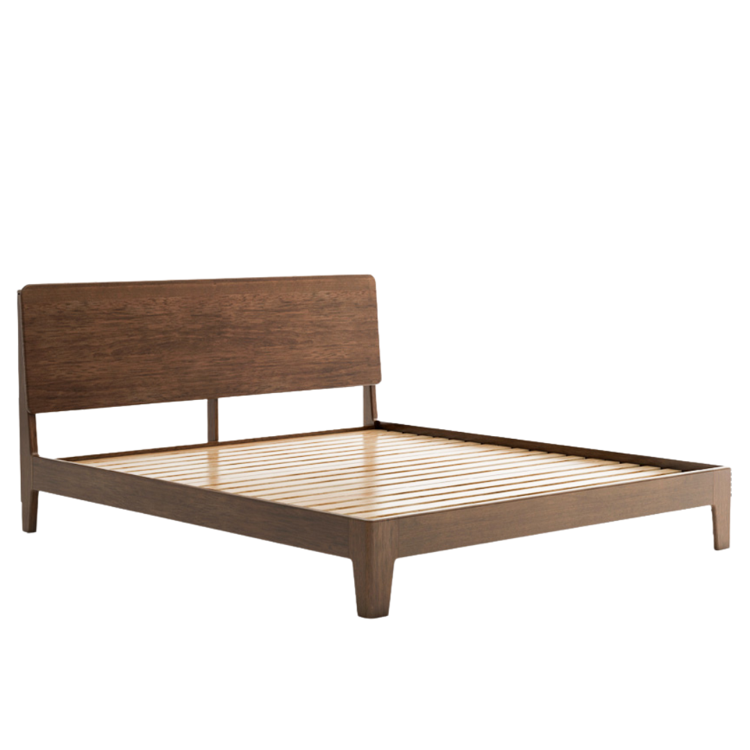 Black Walnut, Golden Sandalwood Solid Wood Italian Style Light Luxury Bed