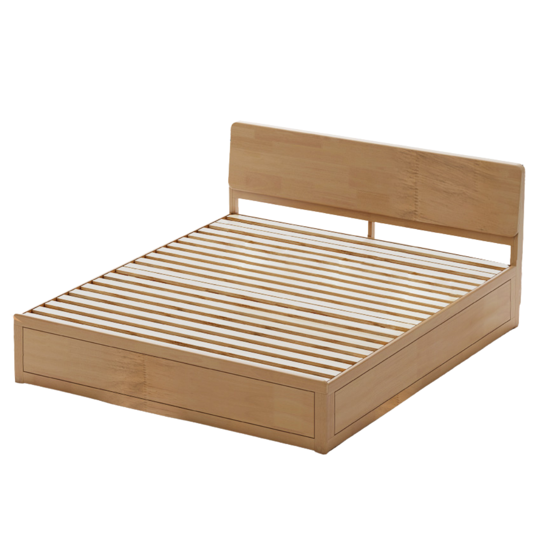 Oak,Rubberwood Solid Wood Box Simple Bed Log Style