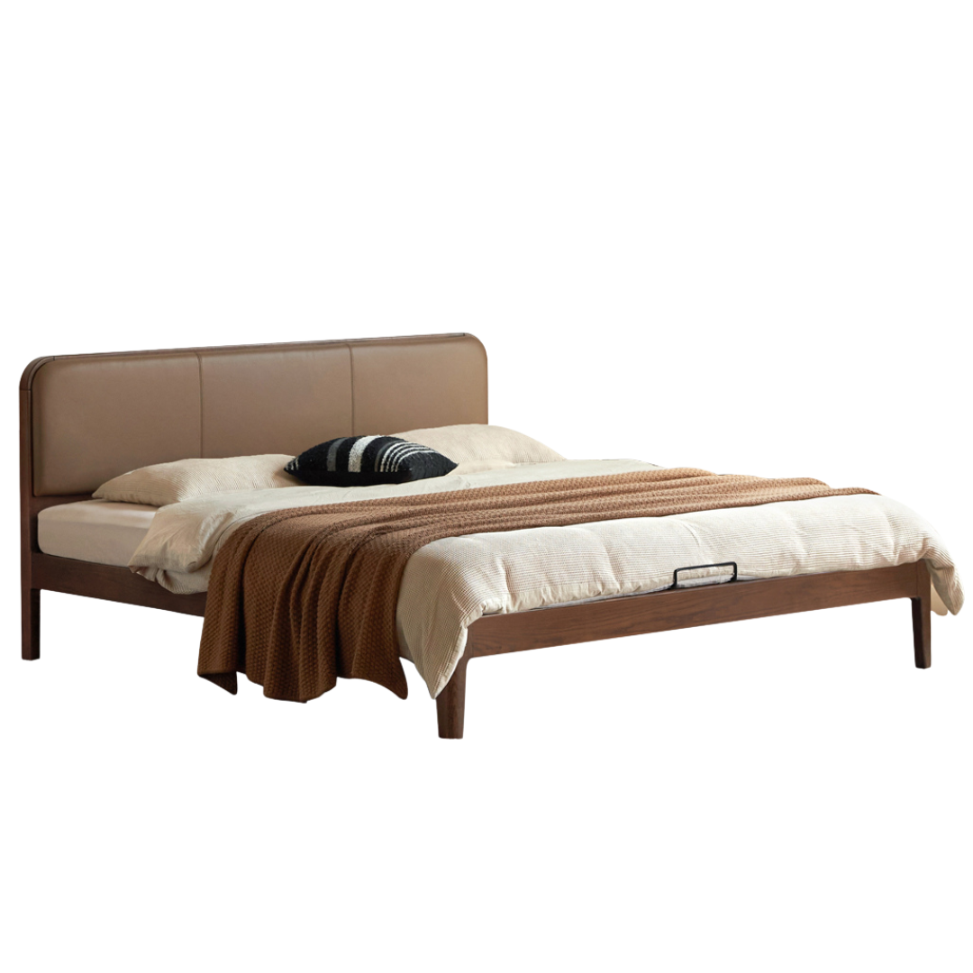 Rubber wood, Oak Solid Wood Bed Technology Fabric