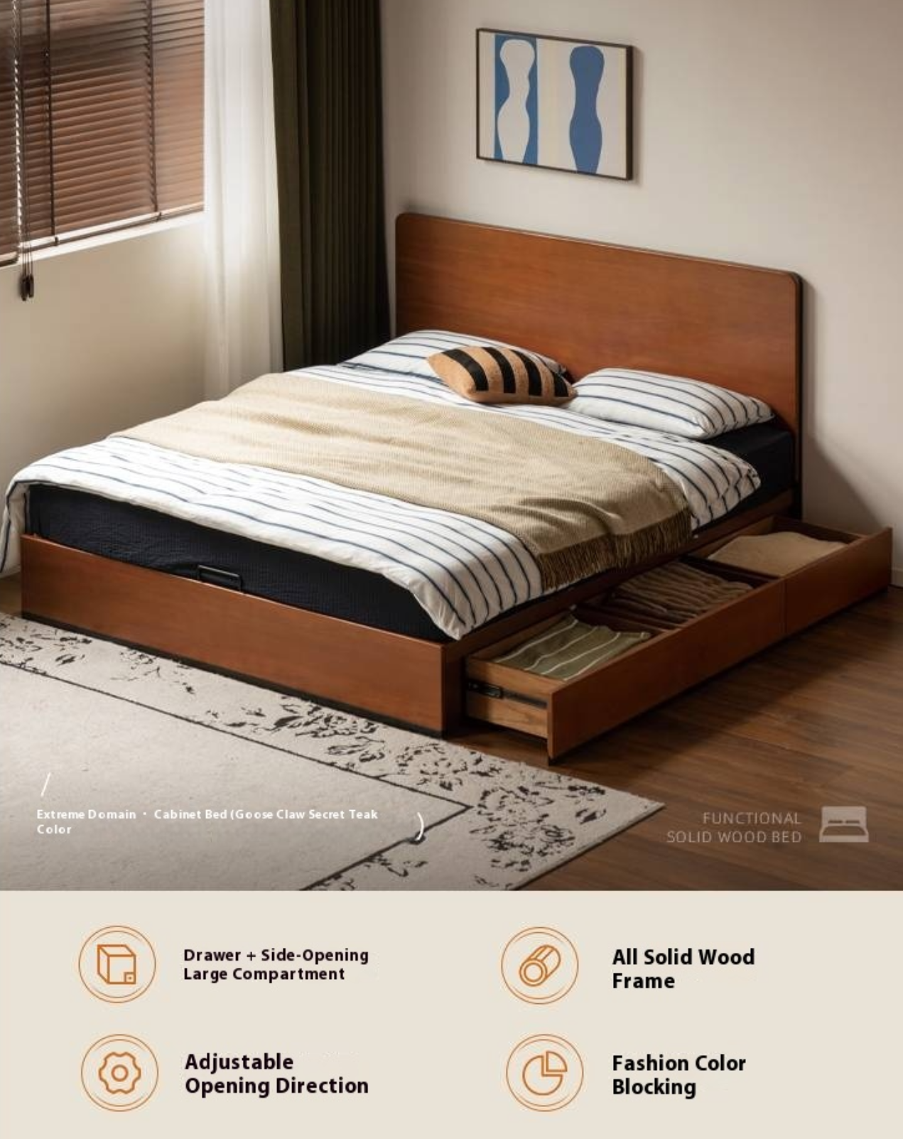 Poplar Solid Wood Bauhaus Box Bed