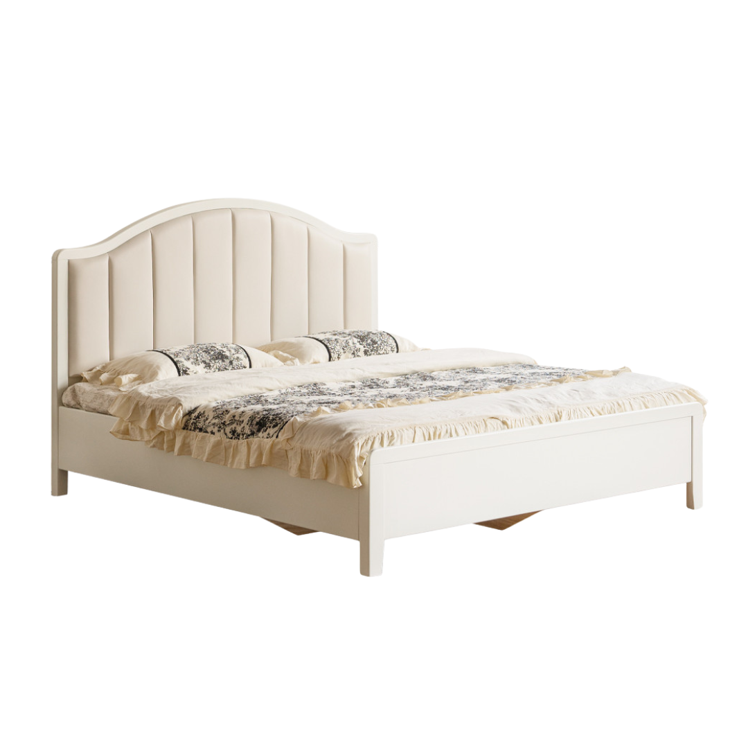 Rubberwood Solid Wood White Large Box Bed American Style