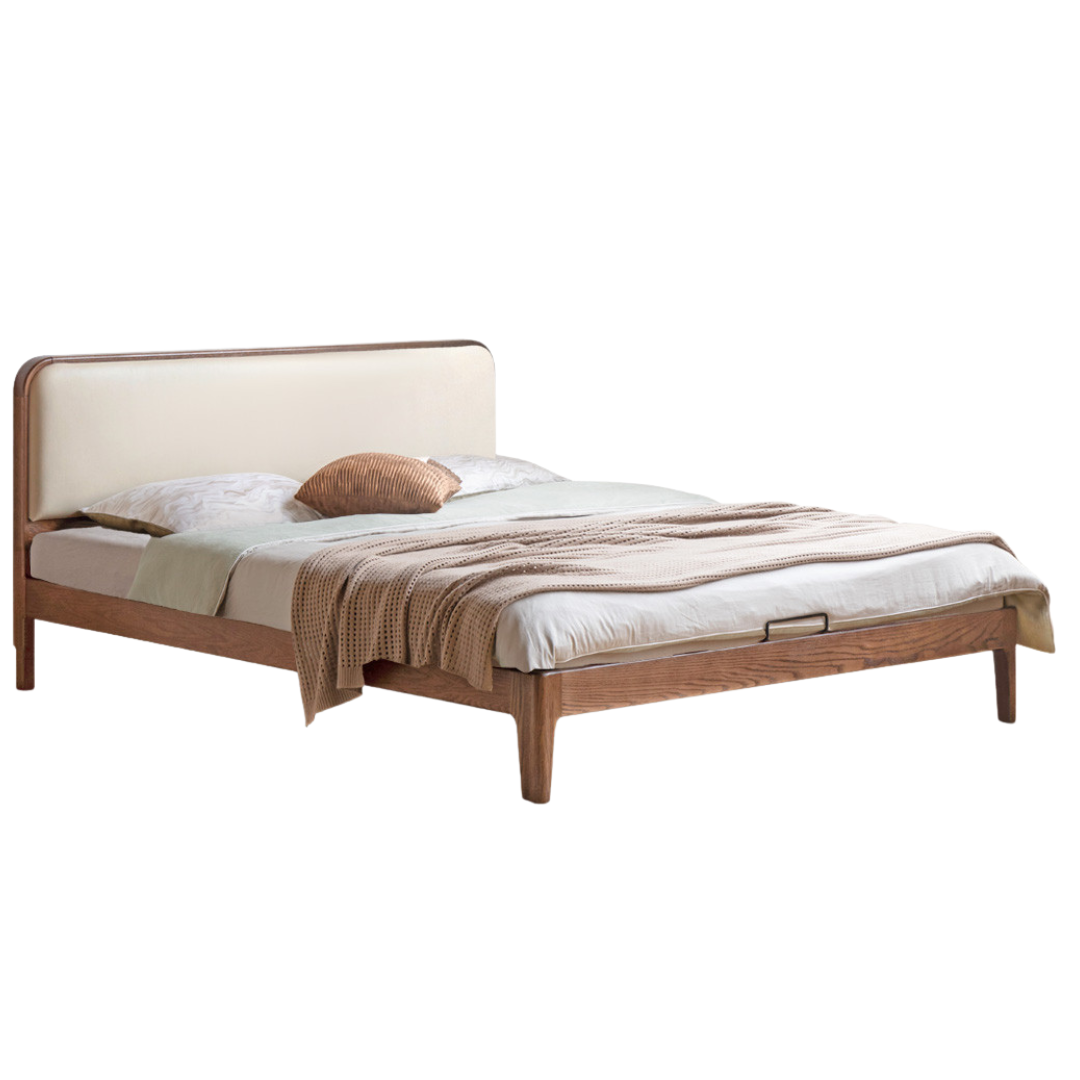 Rubber wood, Oak Solid Wood Bed Technology Fabric