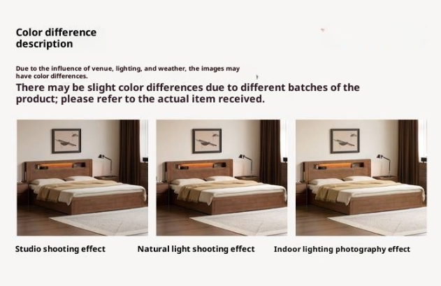 Oak Solid Wood Modern Minimalist Multifunctional with Light Box Bed