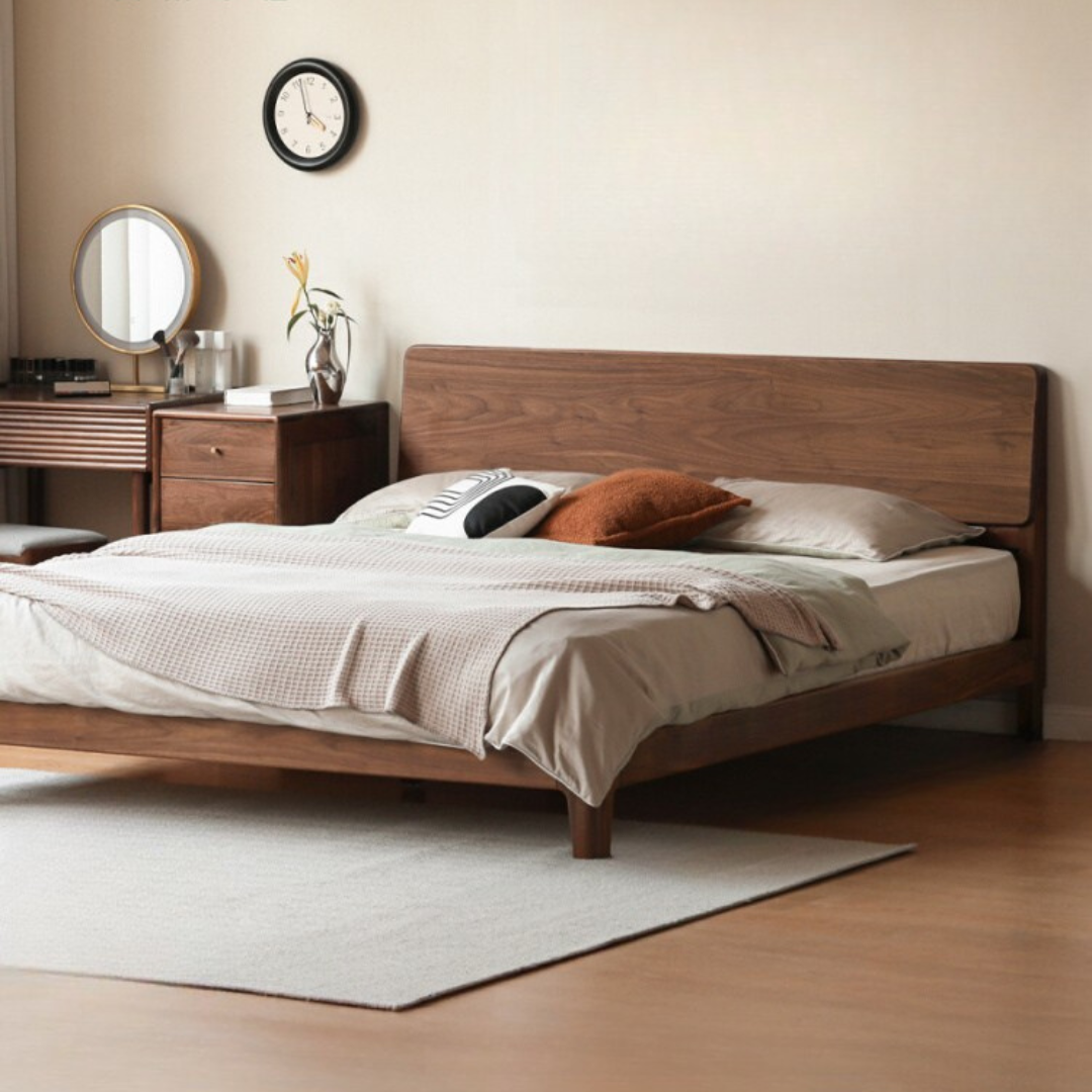 North American Black Walnut, Oak, Catalpa Solid Wood Modern Minimalist Bed