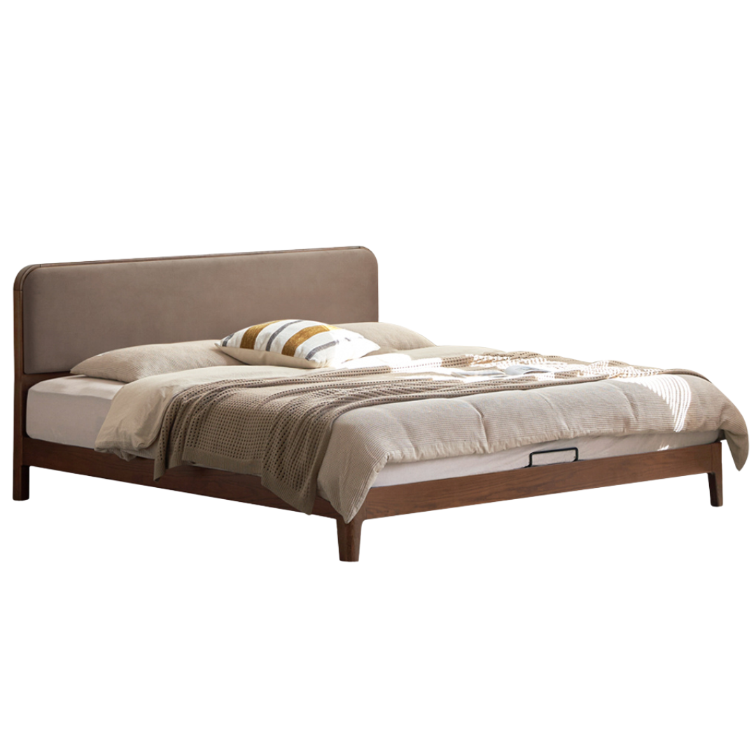 Rubber wood, Oak Solid Wood Bed Technology Fabric