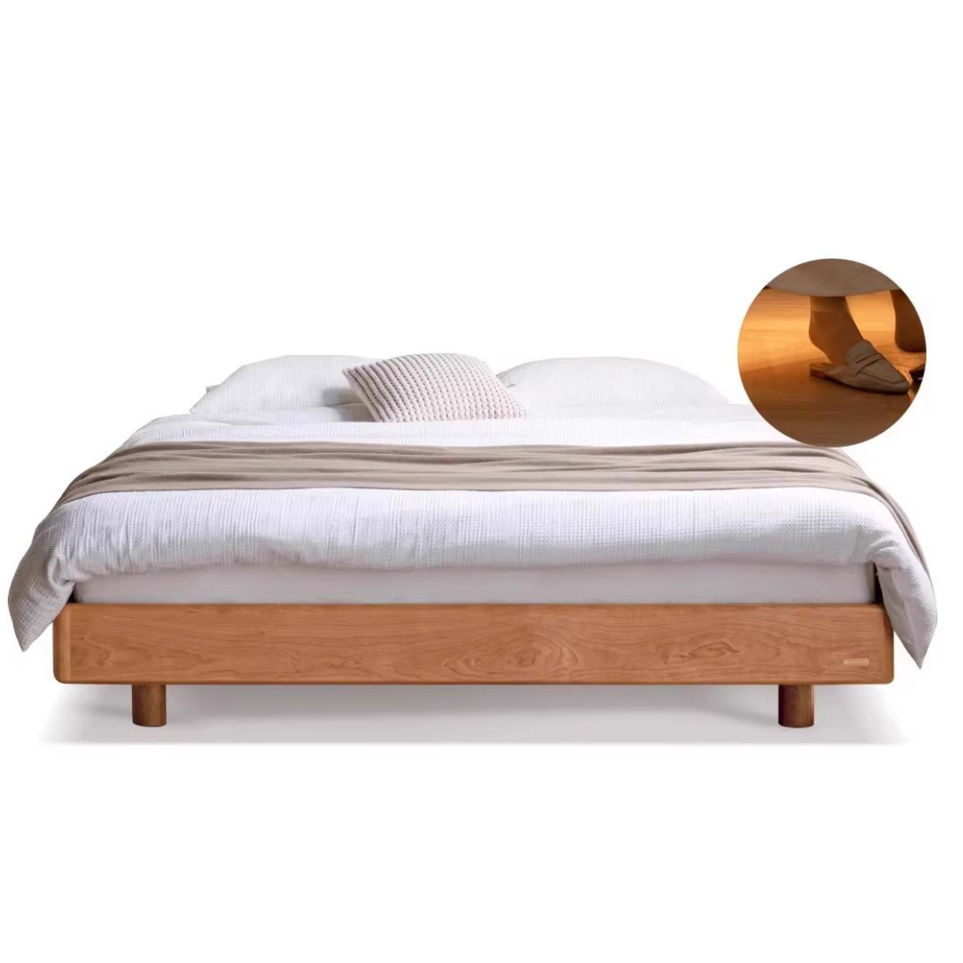 Cherry Solid Wood Bed Modern Style
