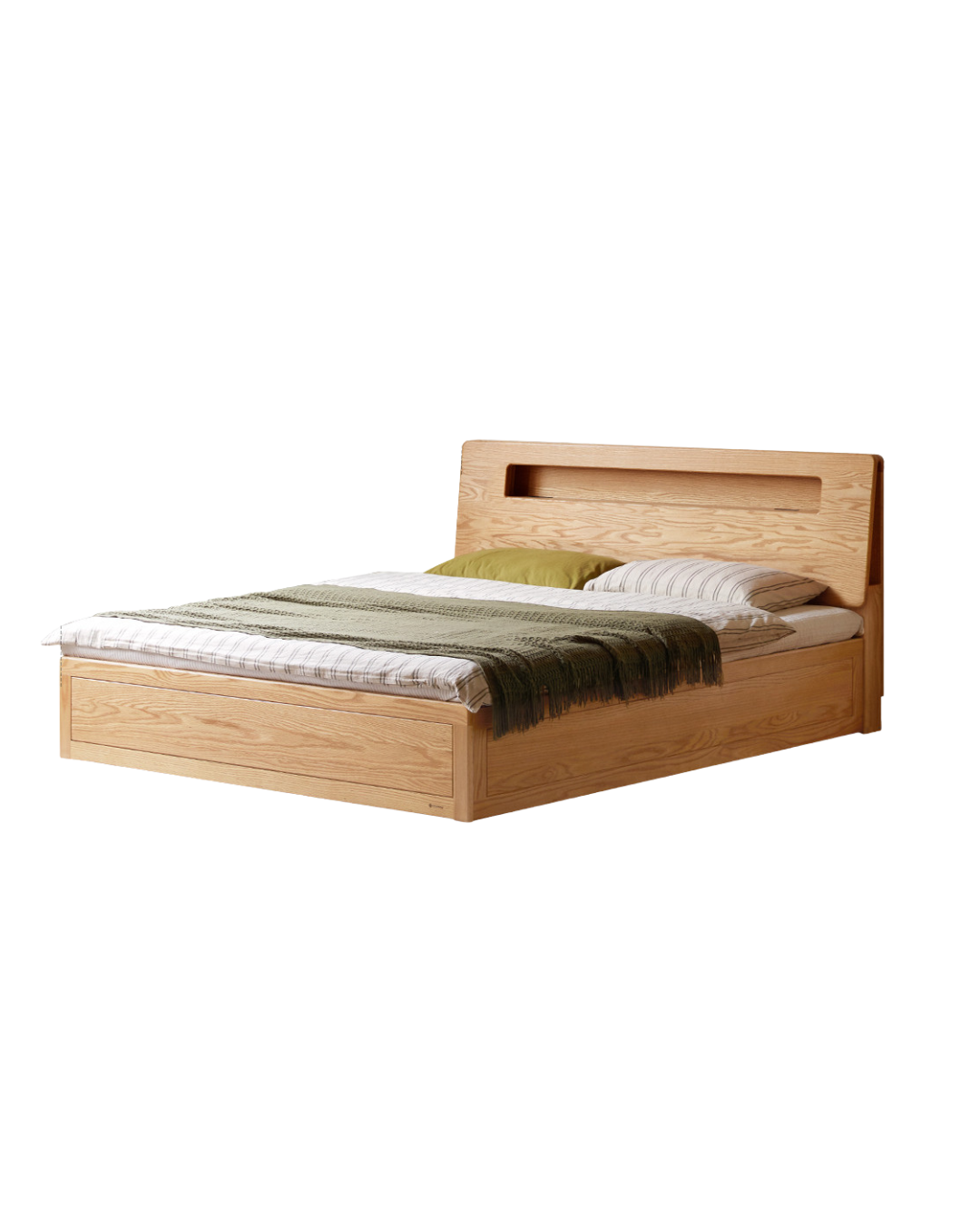 Oak Solid Wood Modern Minimalist Multifunctional with Light Box Bed