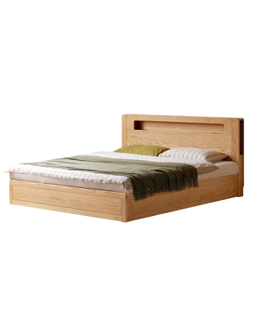 Oak Solid Wood Modern Minimalist Multifunctional with Light Box Bed