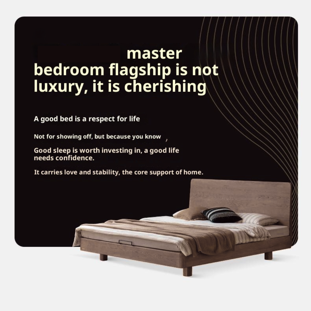 Cherry Solid Wood Suspended Bed with Light