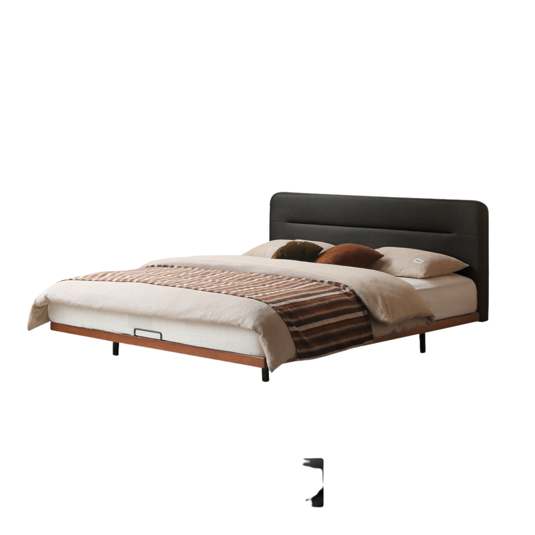 Poplar Solid Wood Floating Soft Bed, Vintage with Light