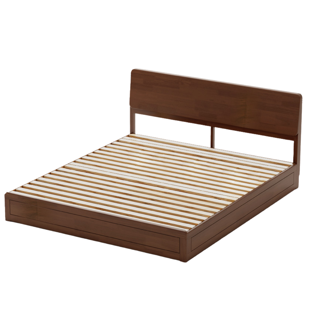 Oak,Rubberwood Solid Wood Box Simple Bed Log Style