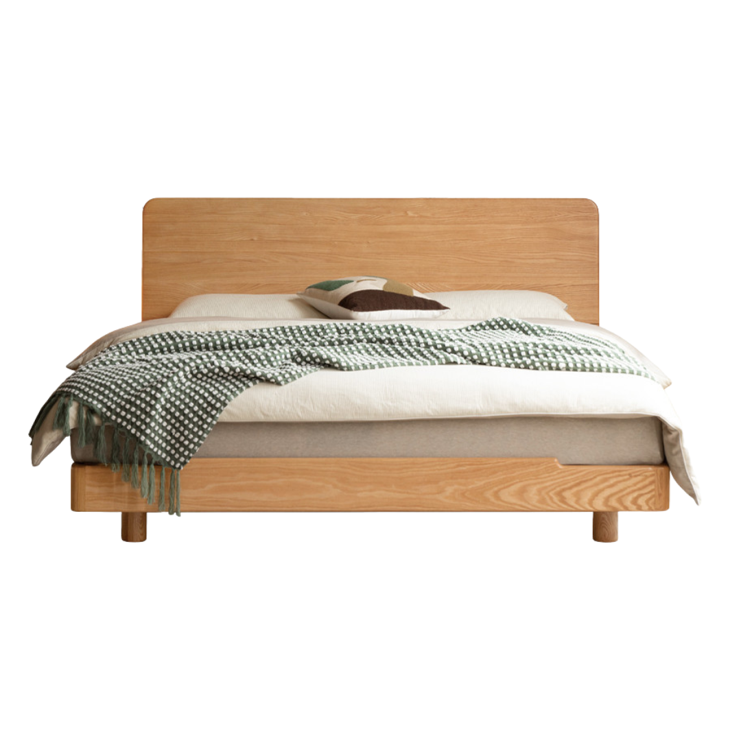 Oak, Ash Solid Wood Luminous Suspended Bed, Nordic Style
