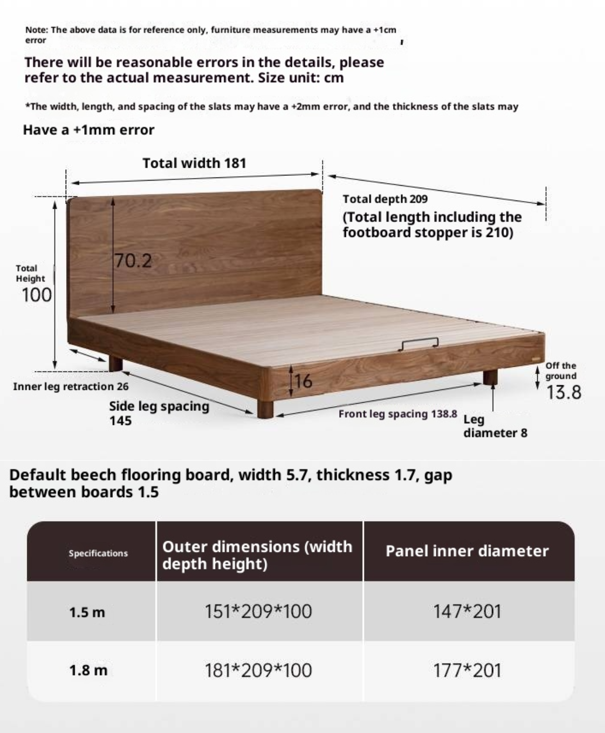 Black Walnut Solid Wood Modern Minimalist Bed