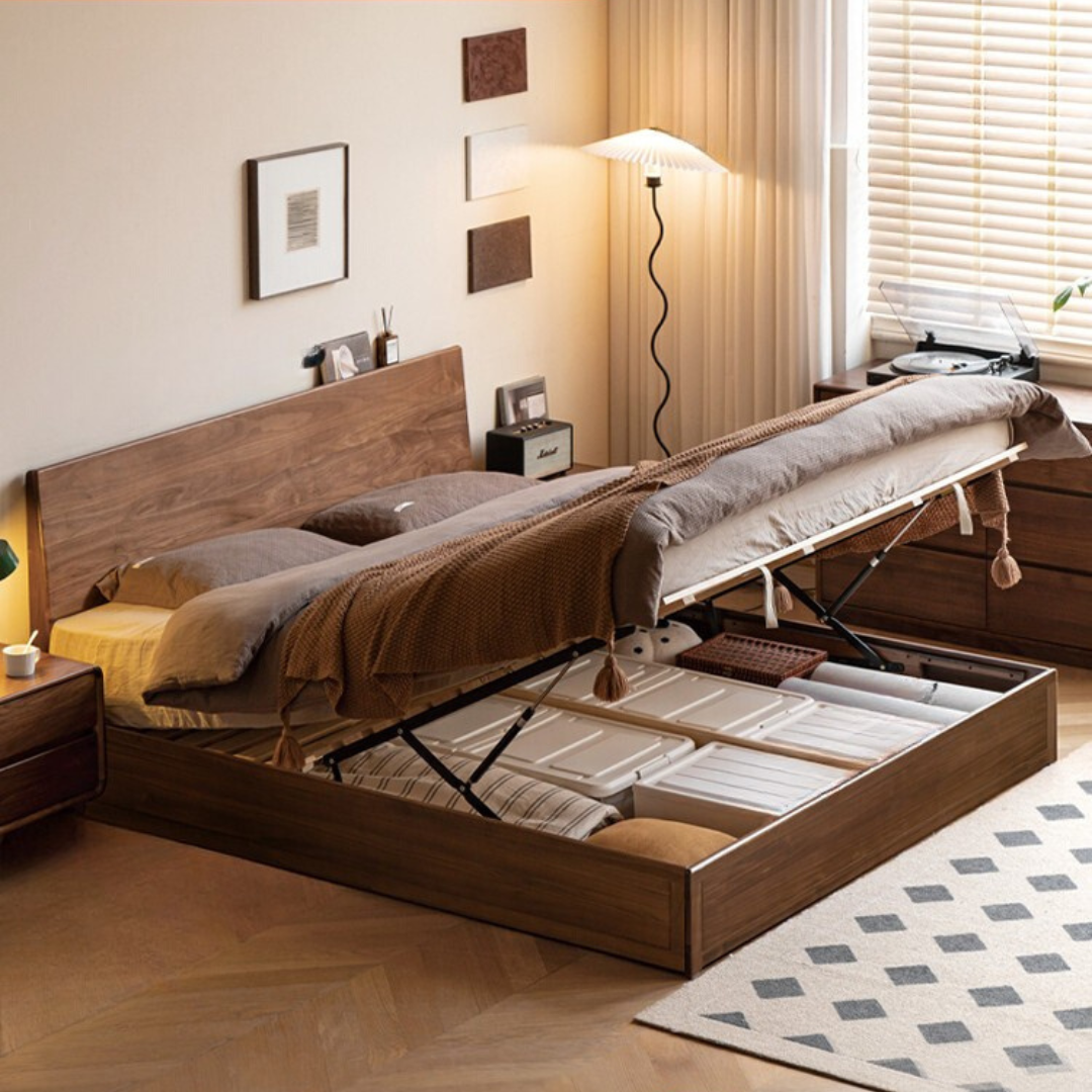 Black Walnut Solid Wood Box Bed Simple Modern Nordic Style
