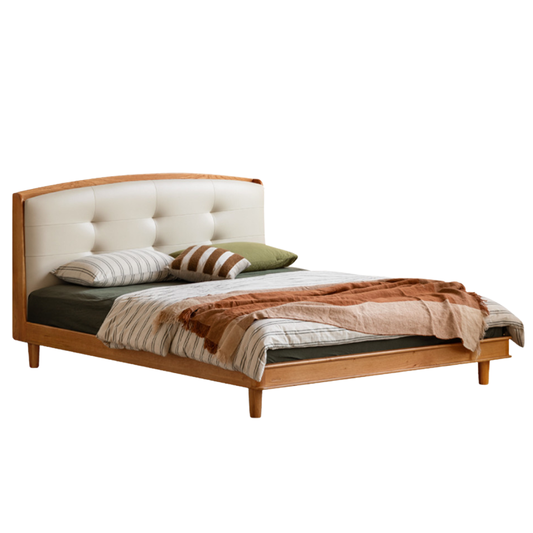 Cherry, Pine, Beech Solid Wood Bed Retro Vintage