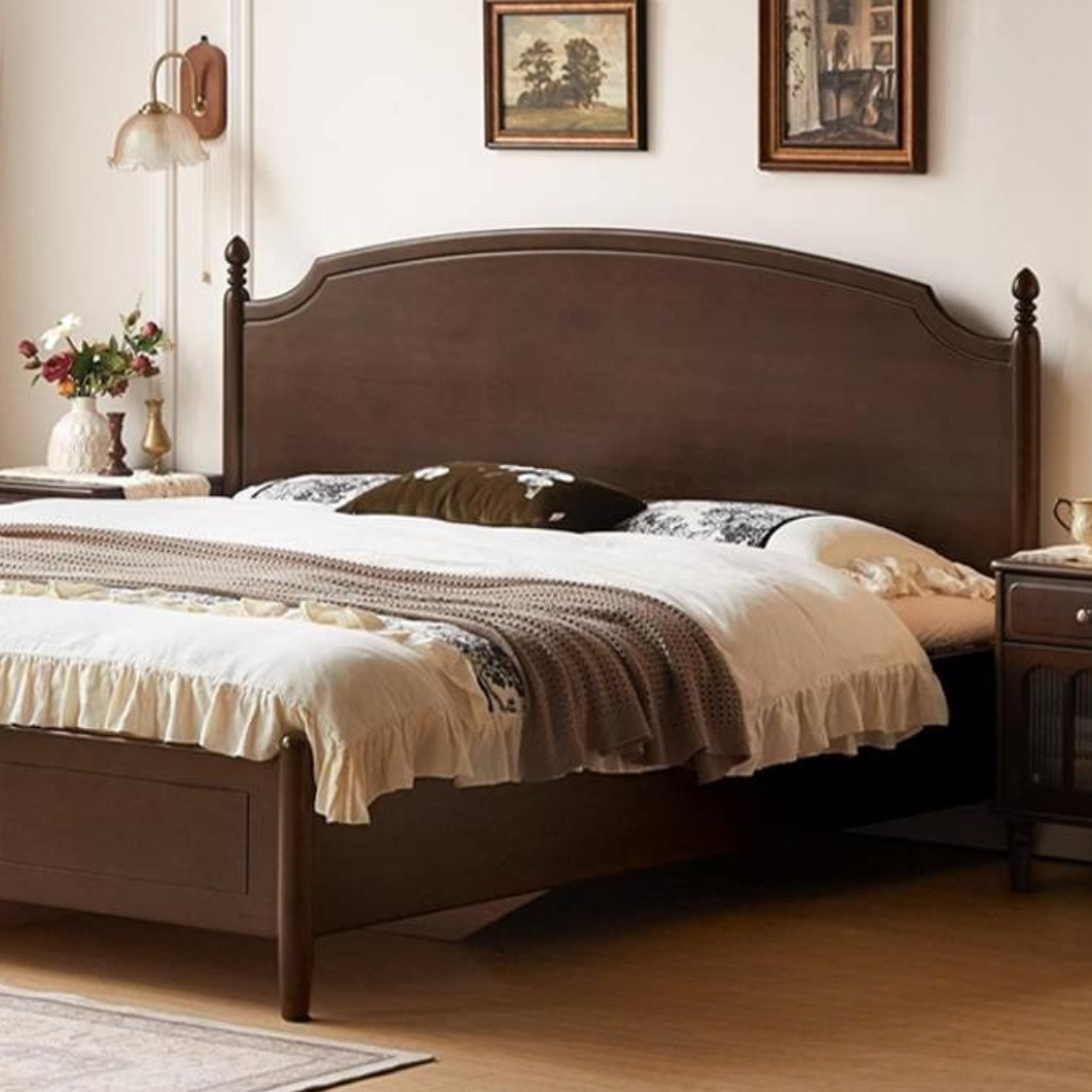 Poplar Solid Wood Box Bed, French Retro Style