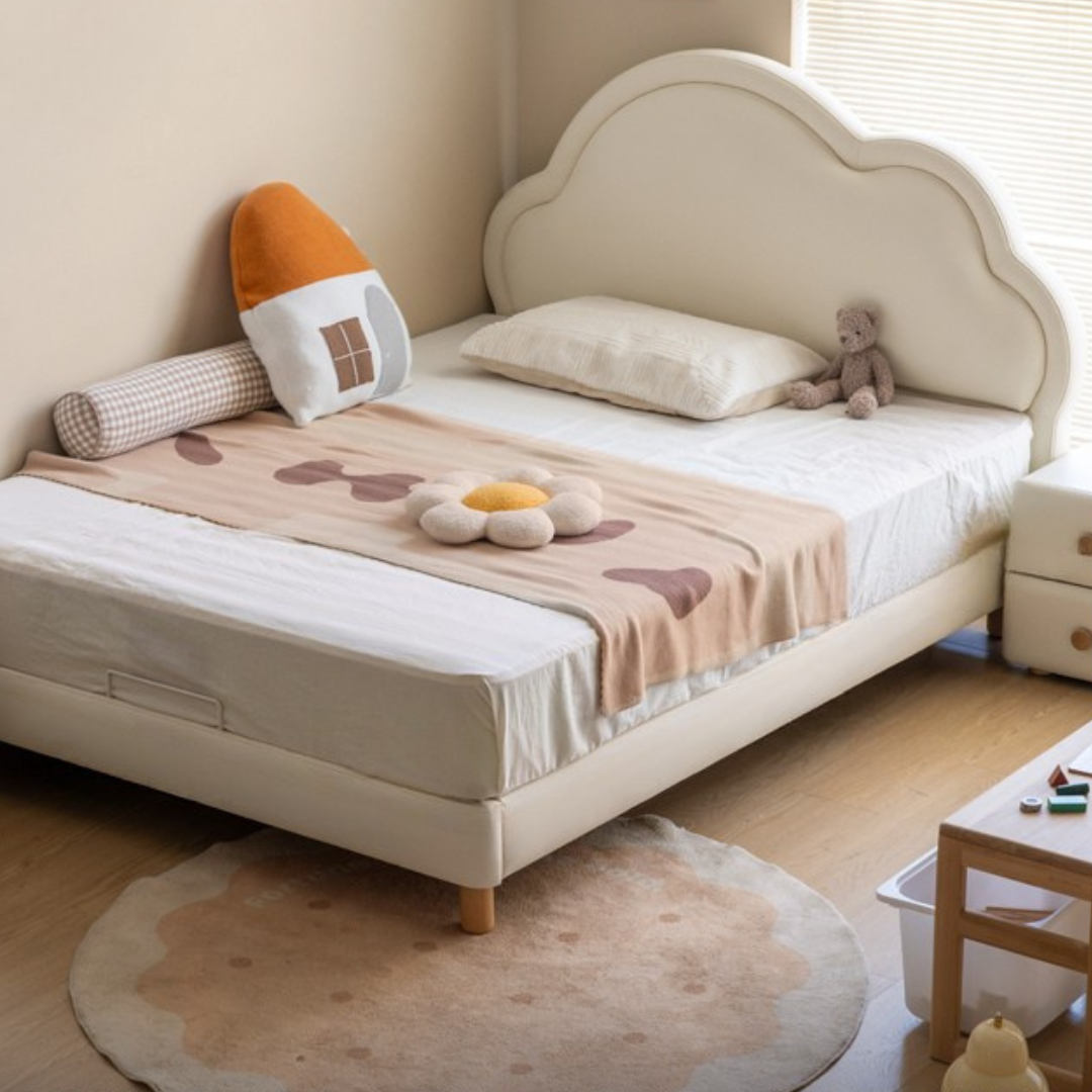 Сream style Organic Leather kid's Cloud Bed<
