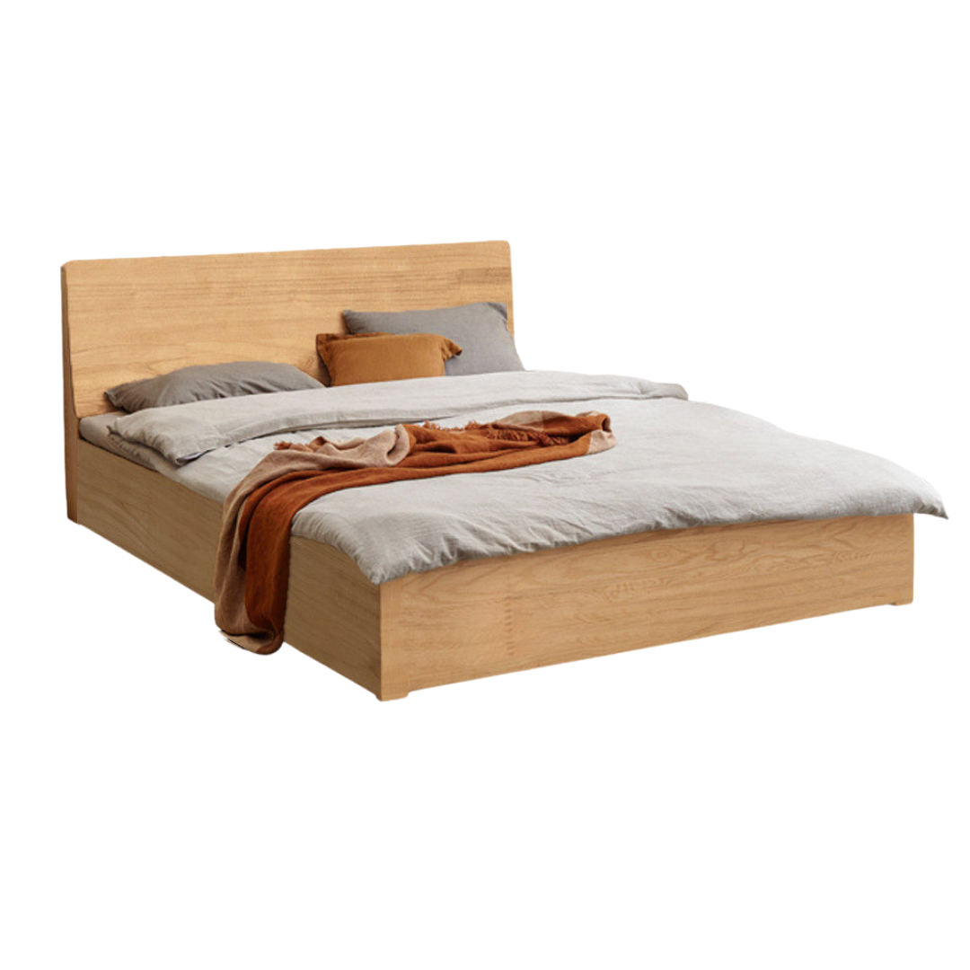 Oak, Rubberwood Solid Wood Box Bed — Simple Modern Nordic Design