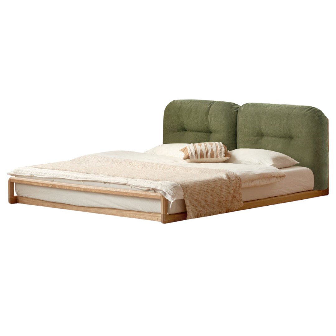 Ash Solid Wood Technology Cloth Floor Bed