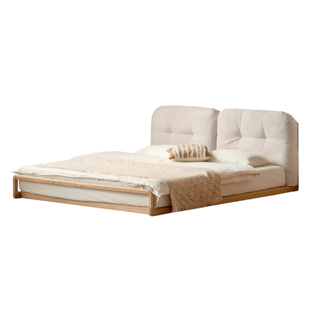 Ash Solid Wood Technology Cloth Floor Bed