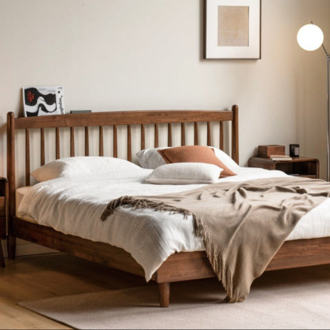 Black Walnut Solid Wood Bed Modern