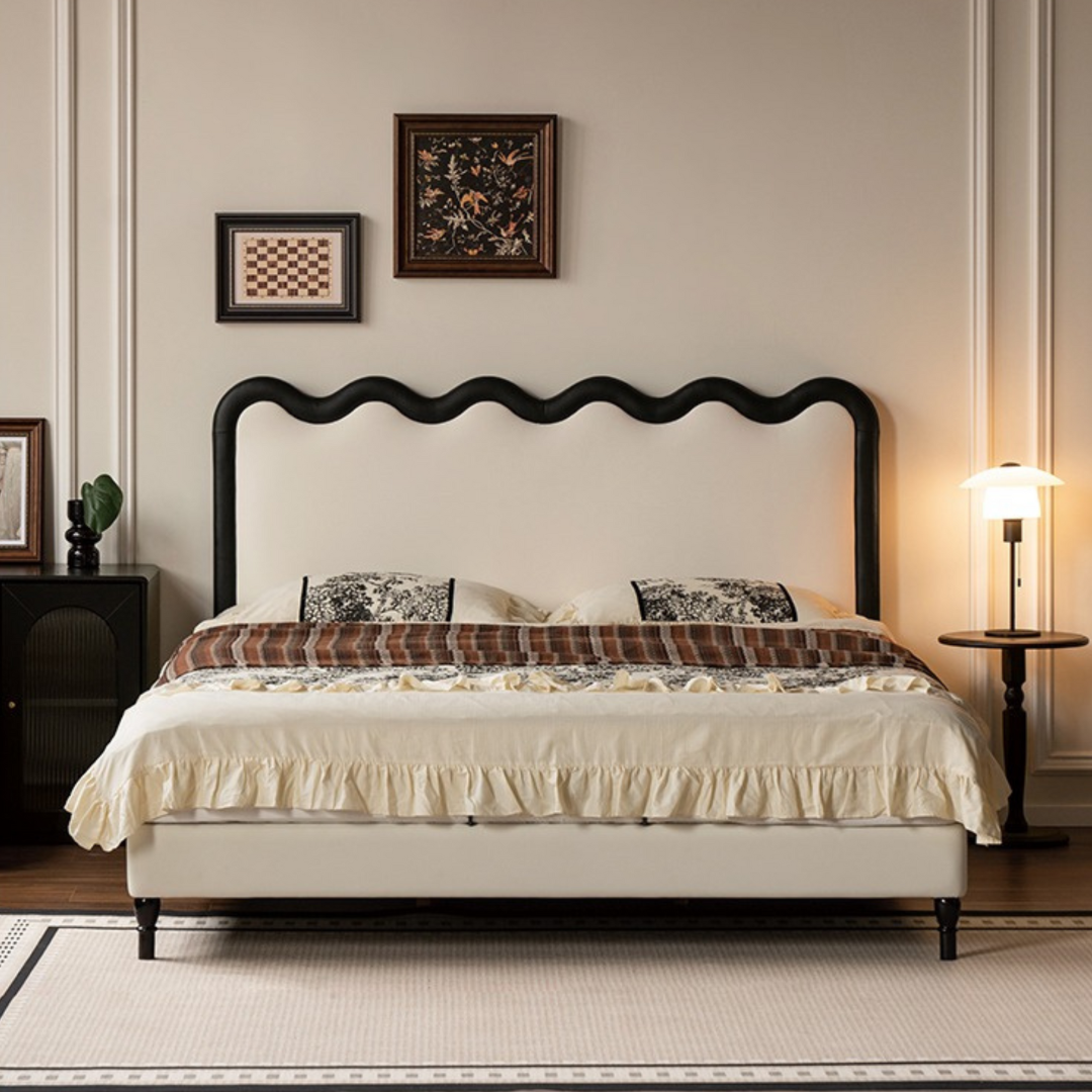 Eco Cloud Leather Soft Covered Wave Ripple Bed