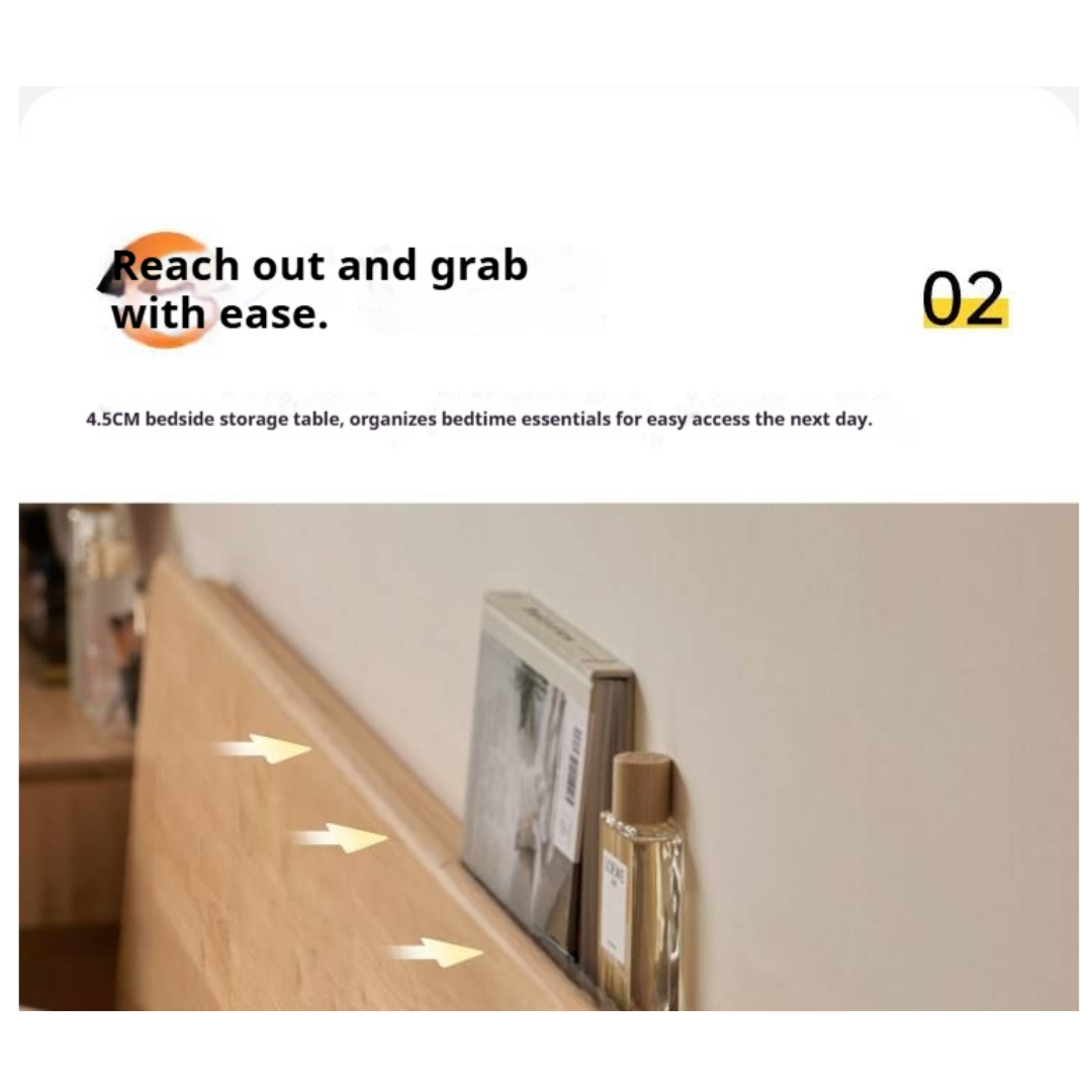 Rubberwood Solid Wood Bed — Modern Minimalist Design