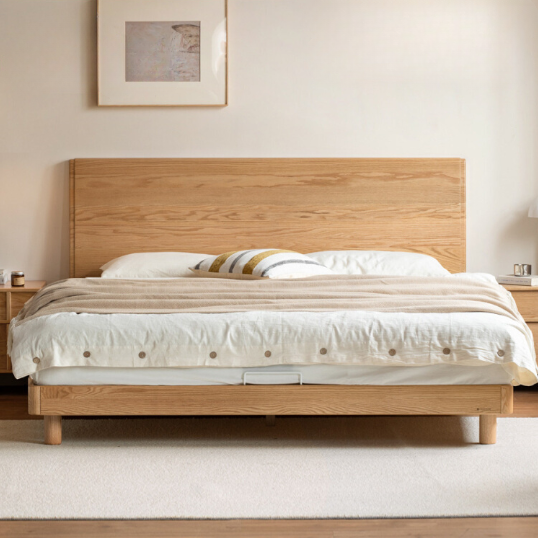 Oak Solid Wood Bed Modern Minimalist Large Bed