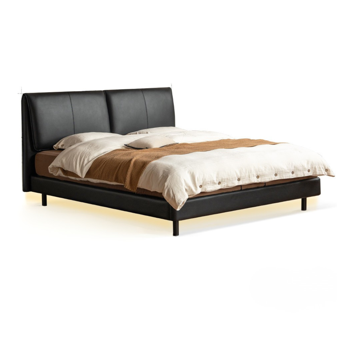 Genuine Leather Soft Bed Cream Style