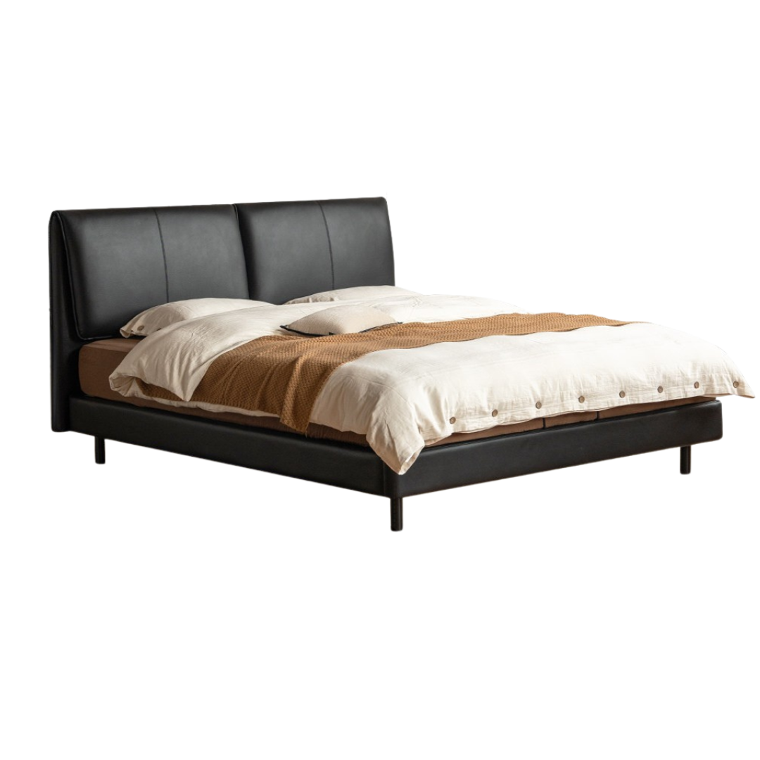 Genuine Leather Soft Bed Cream Style