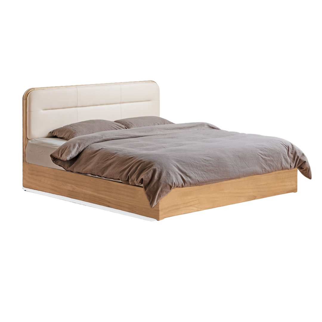 Oak, Rubberwood Solid Wood Bed — Modern Minimalist Box Bed