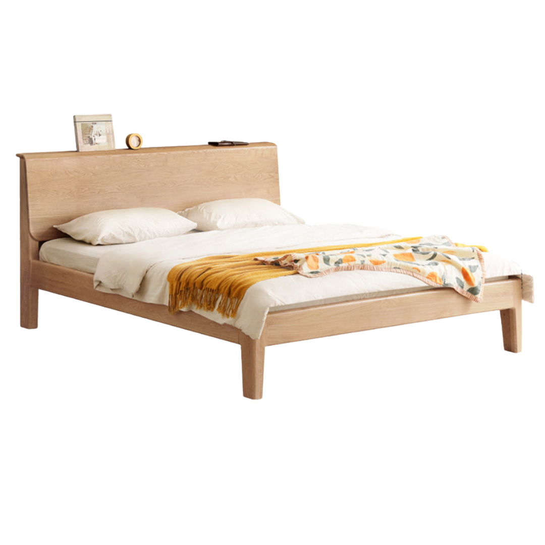 Oak,Ash Solid Wood Bed Nordic Modern