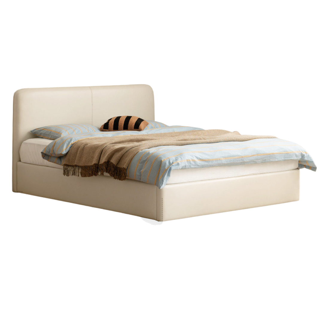 Fabric, Eco-friendly Cloud Leather Edge-Flush Cream Upholstery Bed