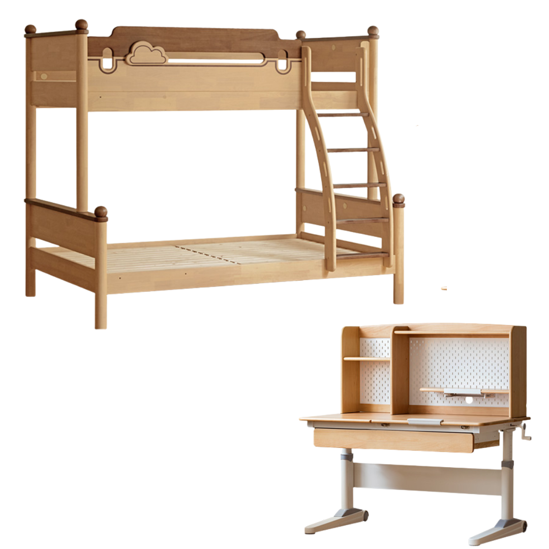 Rubber wood bunk bed.
