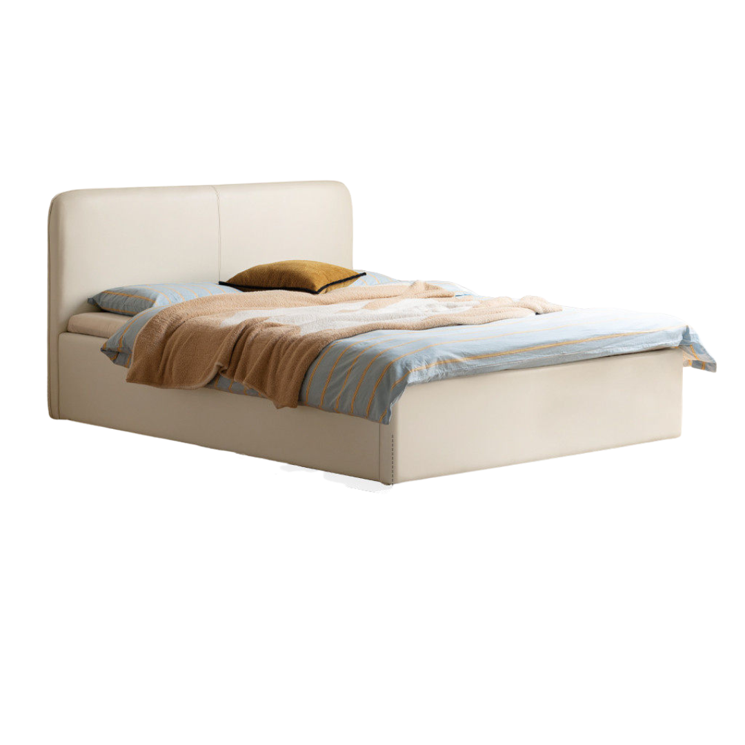 Fabric, Eco-friendly Cloud Leather Edge-Flush Cream Upholstery Bed