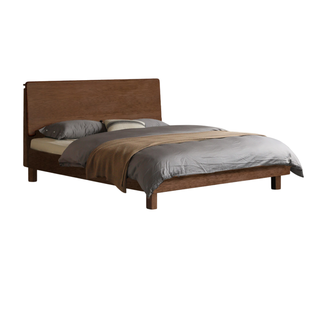 Black Walnut, Sandalwood,Oak Bed with High Headboard