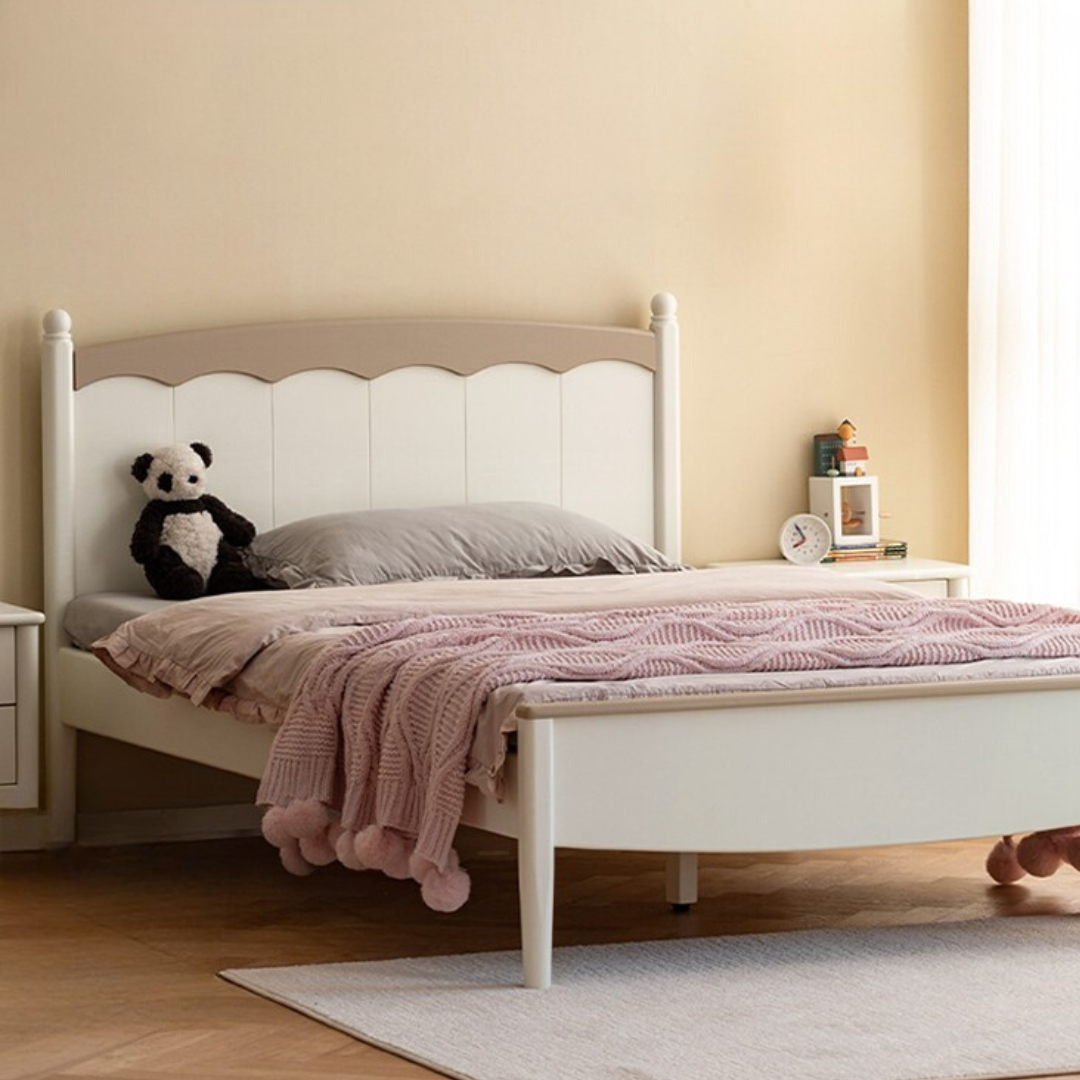 Solid Wood Children's Bed Modern Simple Boys Girls Home Bedroom White ...