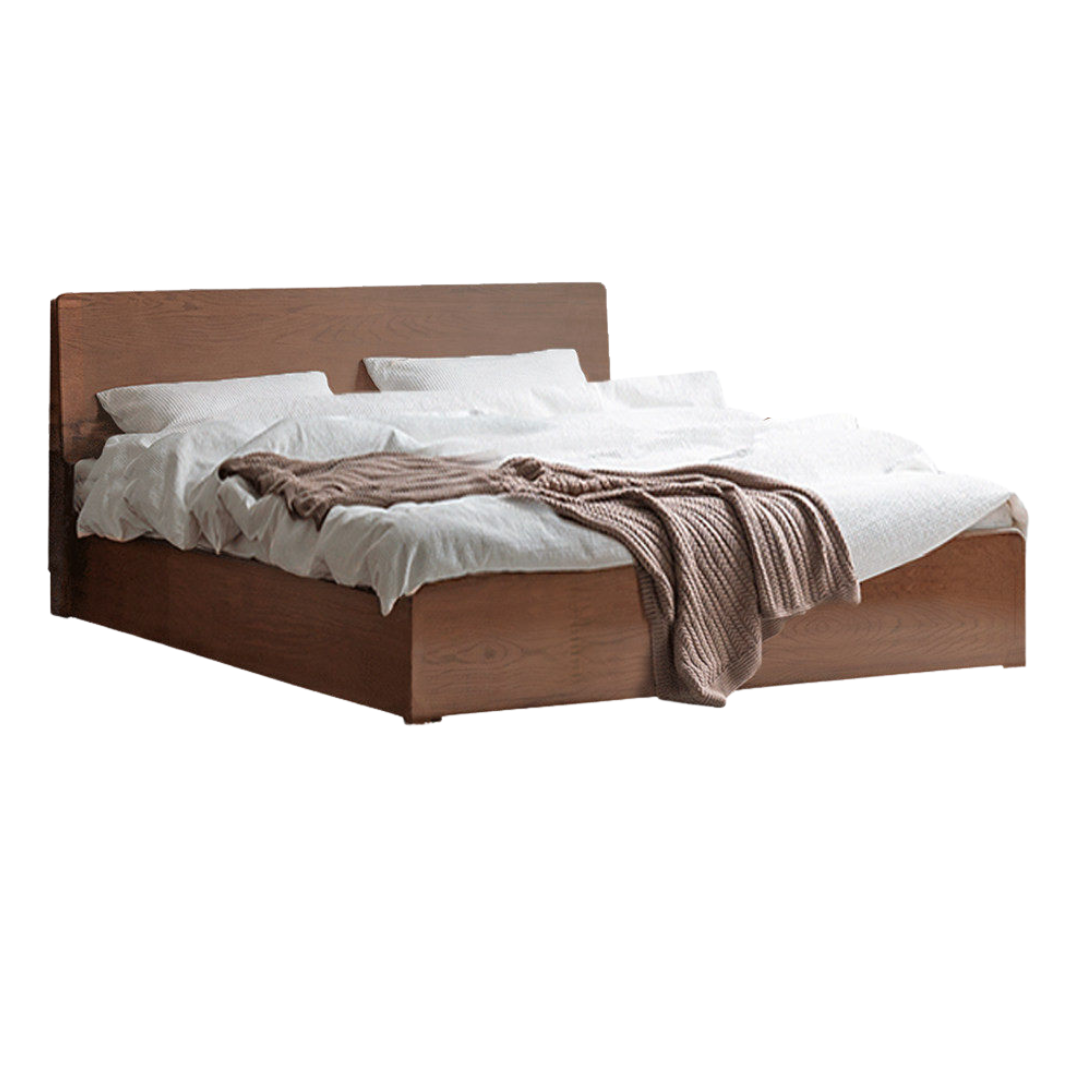Oak, Rubberwood Solid Wood Box Bed — Simple Modern Nordic Design