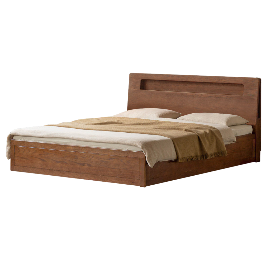 Oak Solid Wood Luminous Storage Box Bed