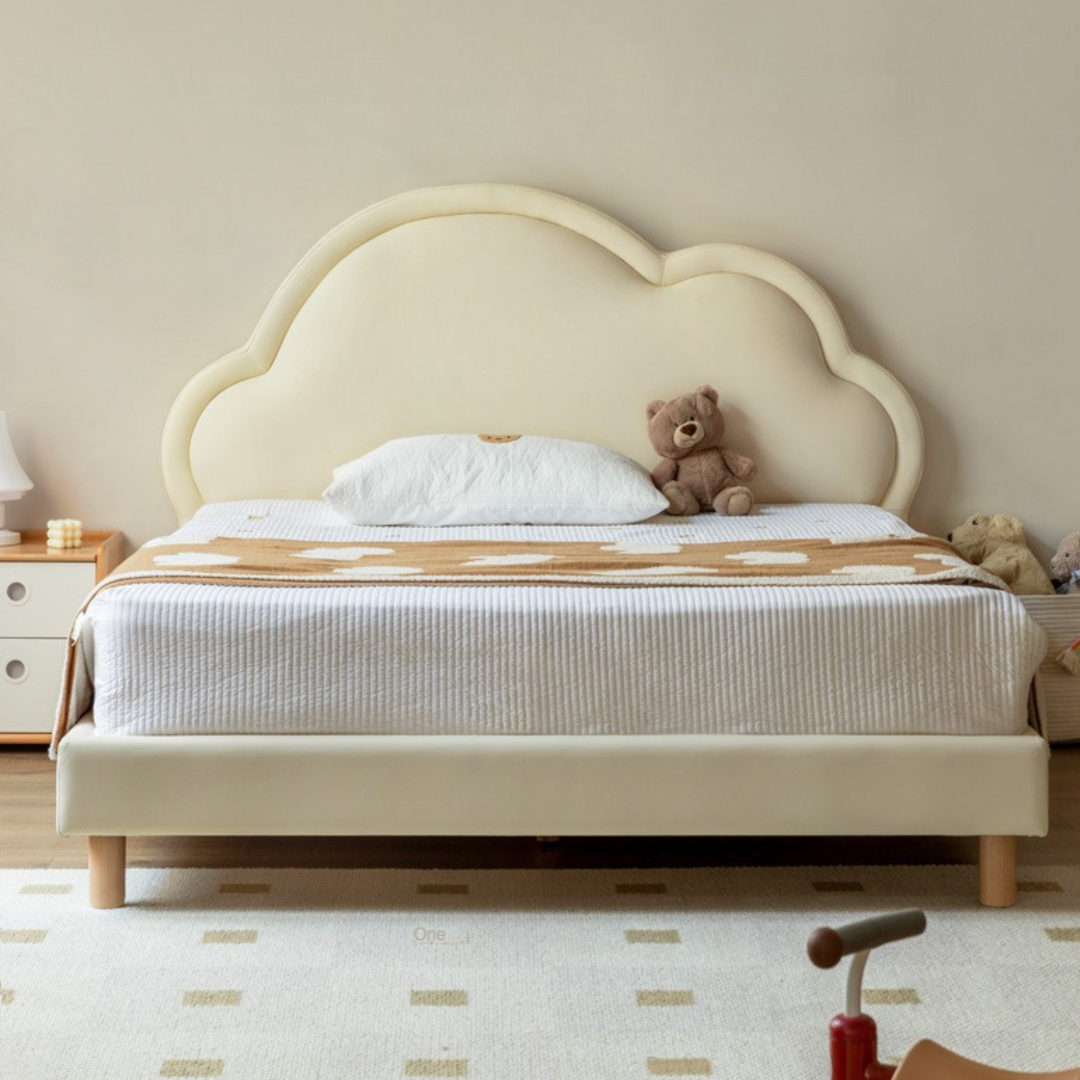Сream style Organic Leather kid's Cloud Bed<