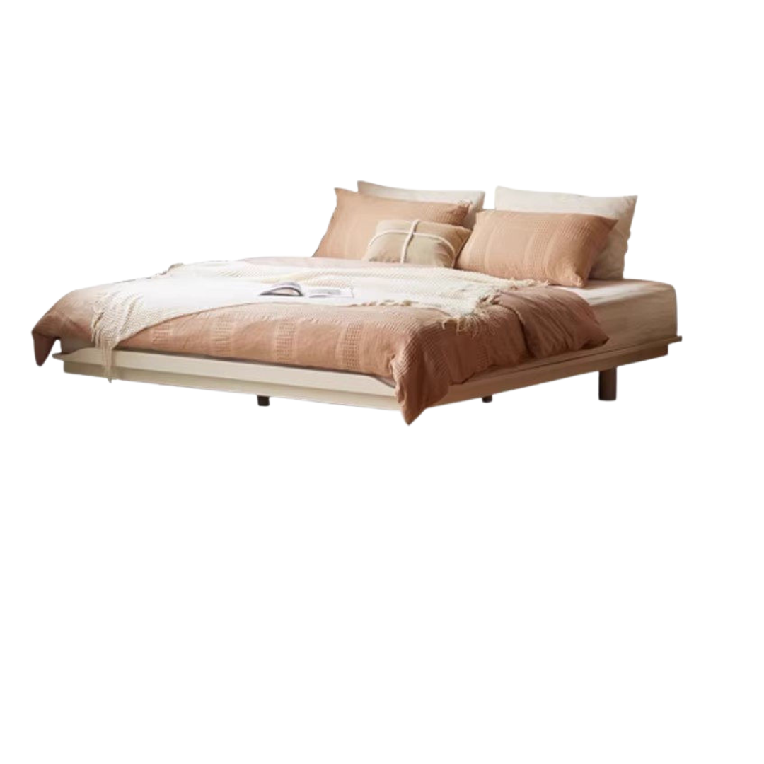 Pine Solid Wood Platform Bed, Headboard-Free Bed, Floor-Standing Floating Bed