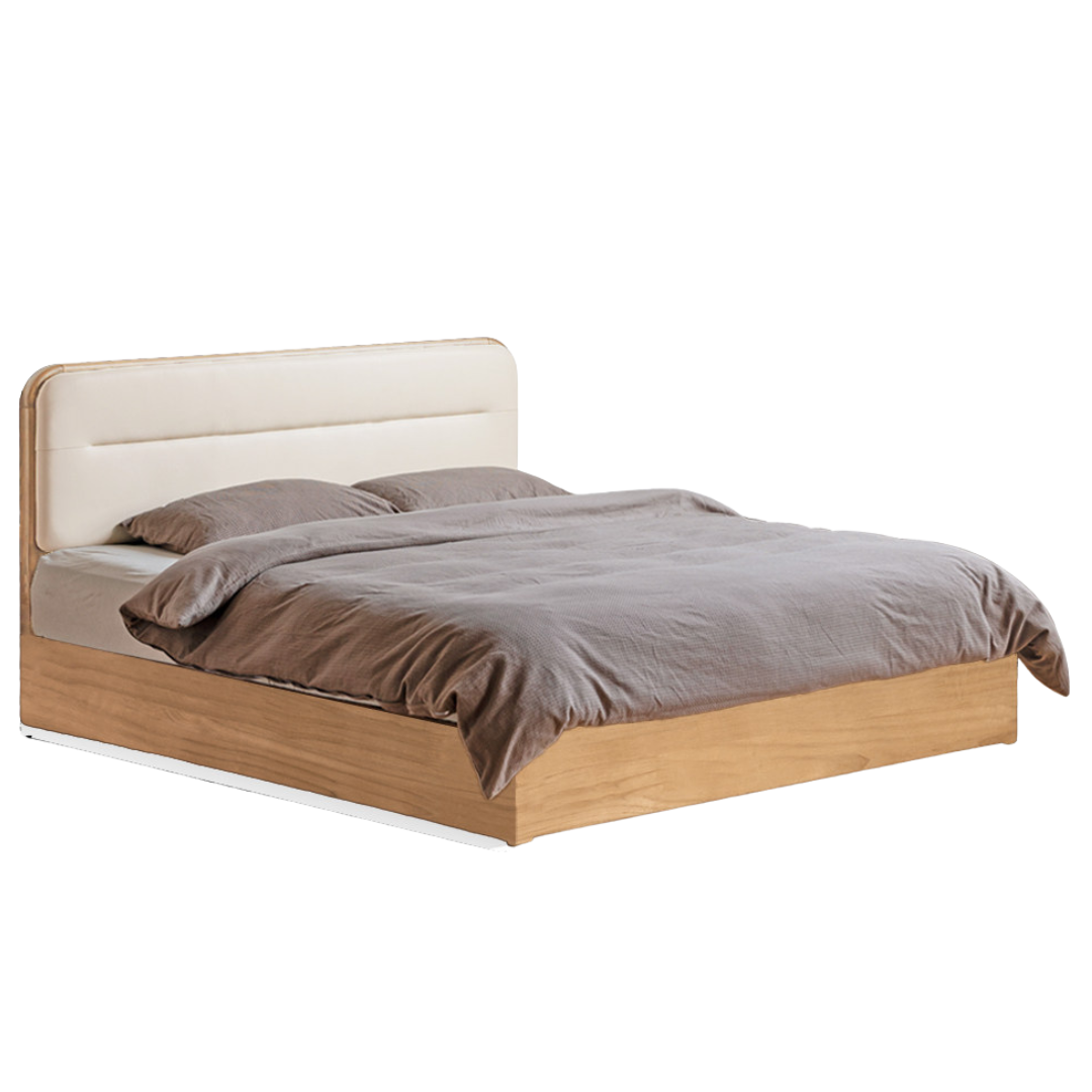 Oak, Rubberwood Solid Wood Bed — Modern Minimalist Box Bed
