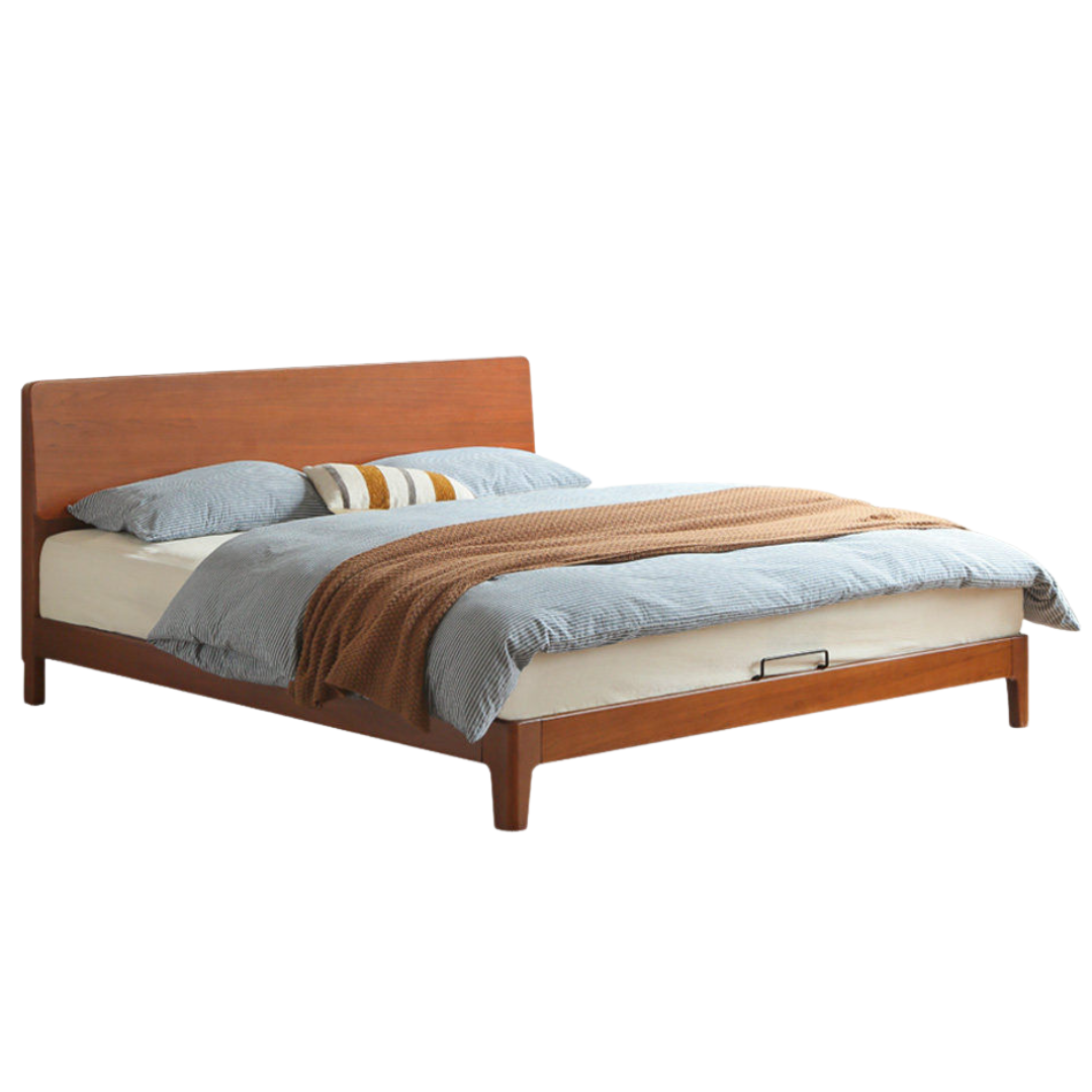 Poplar Solid Wood Bed — Retro Edge Vintage Slab Bed