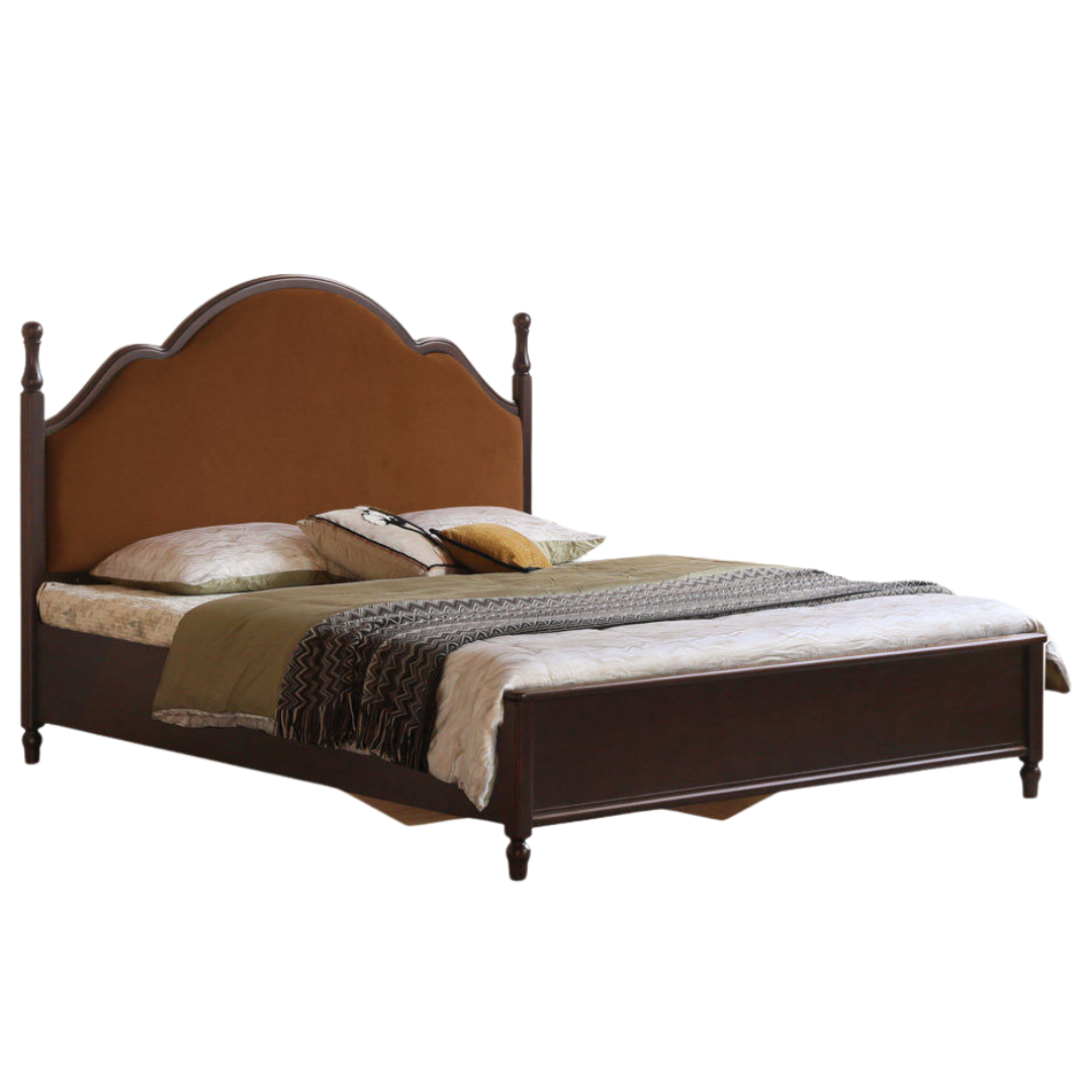 Poplar Solid Wood Box Bed — American Style Vintage with Soft Backrest