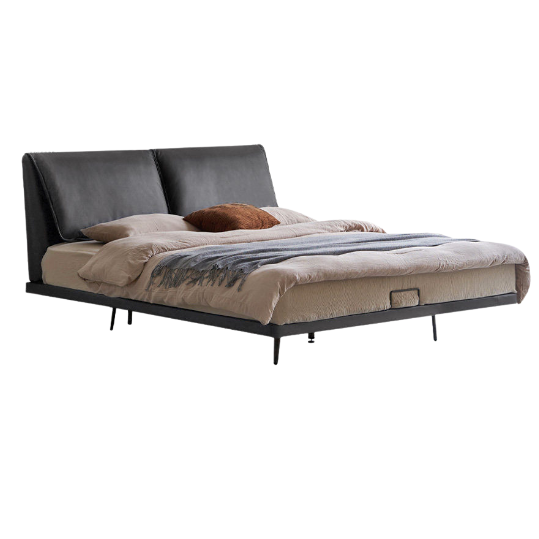 Suspension Technology Fabric Bed, Genuine Leather Bed with Light