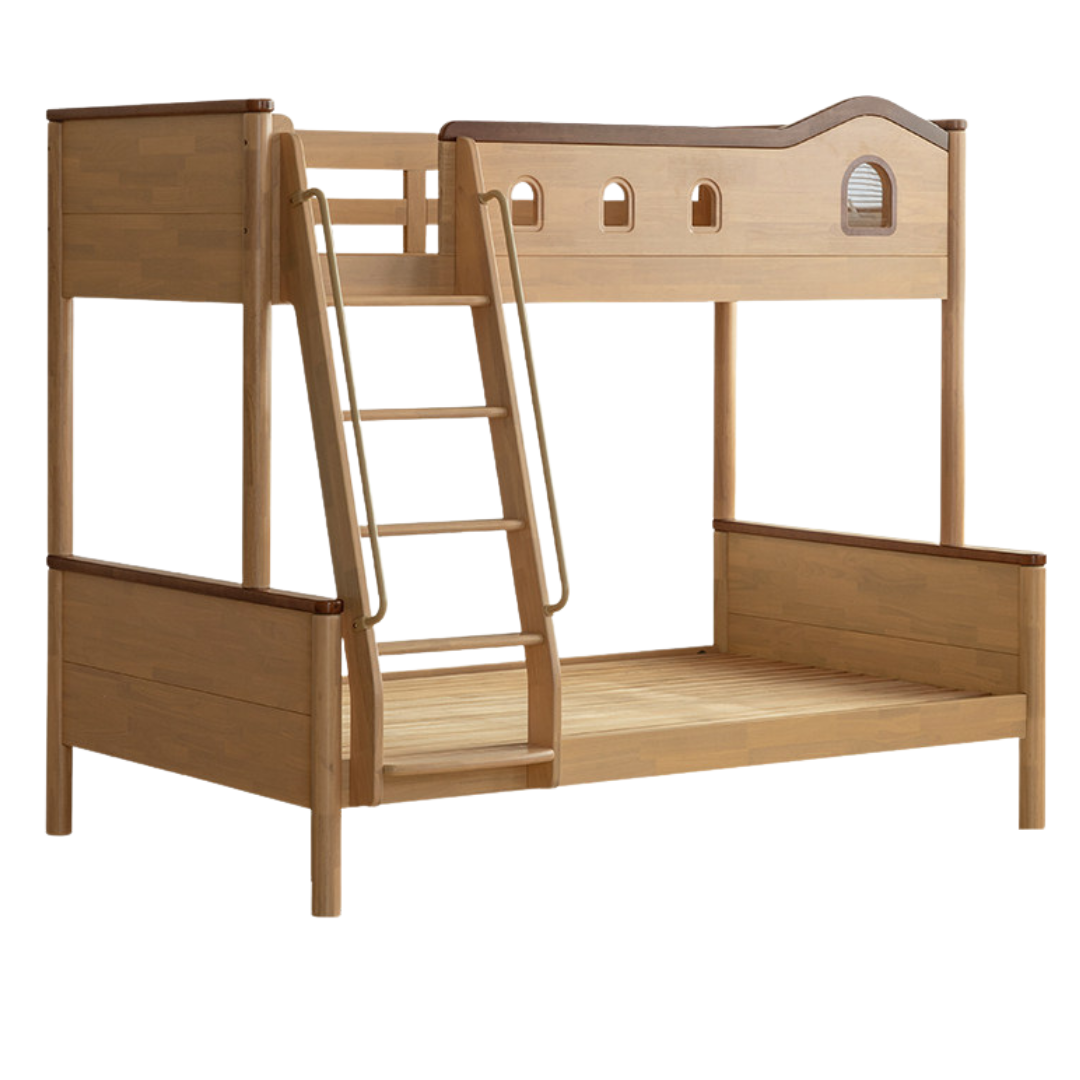 Beech,Rubberwood Solid Wood Detachable Bunk Bed with Playful Design