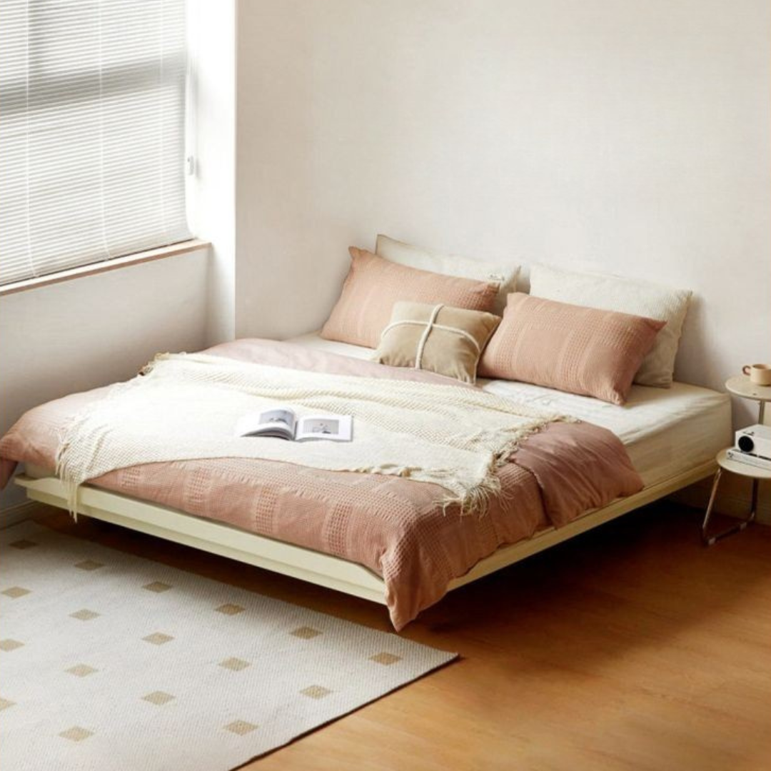 Pine Solid Wood Platform Bed, Headboard-Free Bed, Floor-Standing Floating Bed